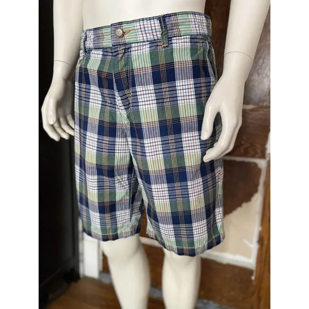 TOMMY BAHAMA Jeans Blue Plaid Bermuda Shorts Mens sz 32
